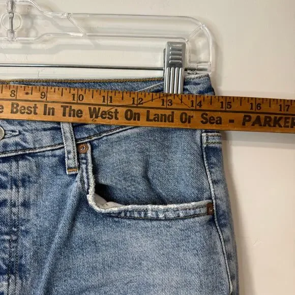 Agolde Womens Straight Jeans Riley Long 28 Cove Wash Blue Organic Cotton Hi Rise - Picture 7 of 10